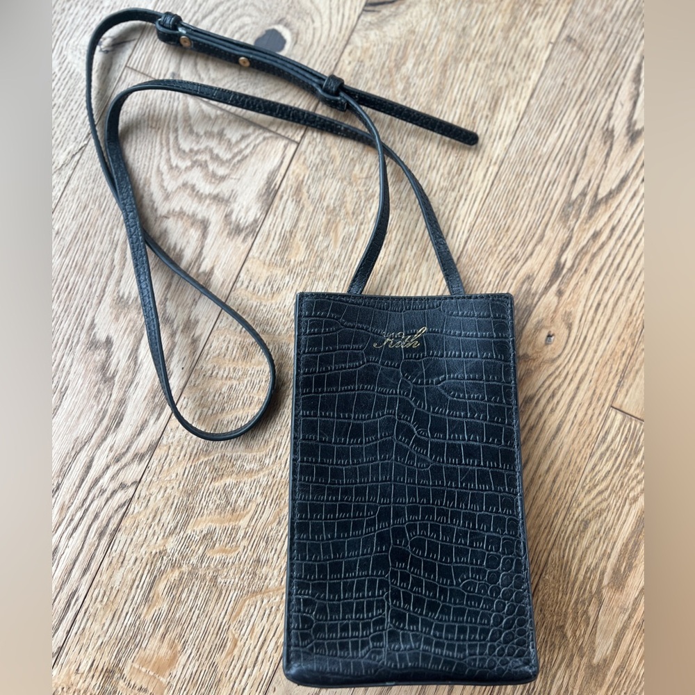 Black Kith Croc-Embossed Crossbody Bag